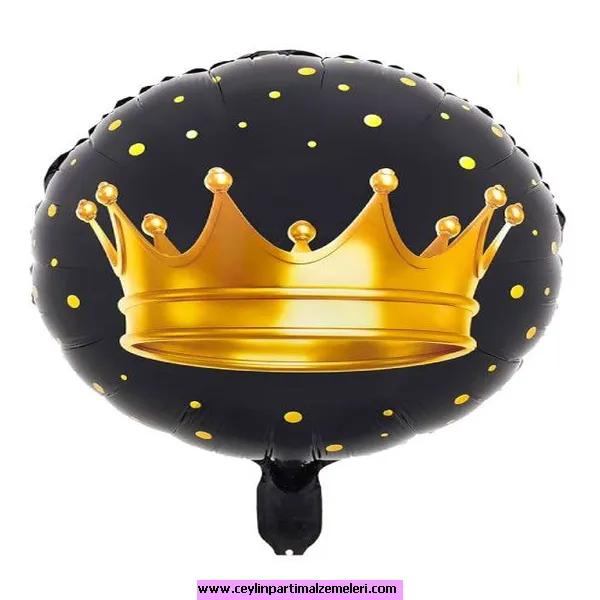 Taç Baslıkı Yuvarlak Folyo Balon